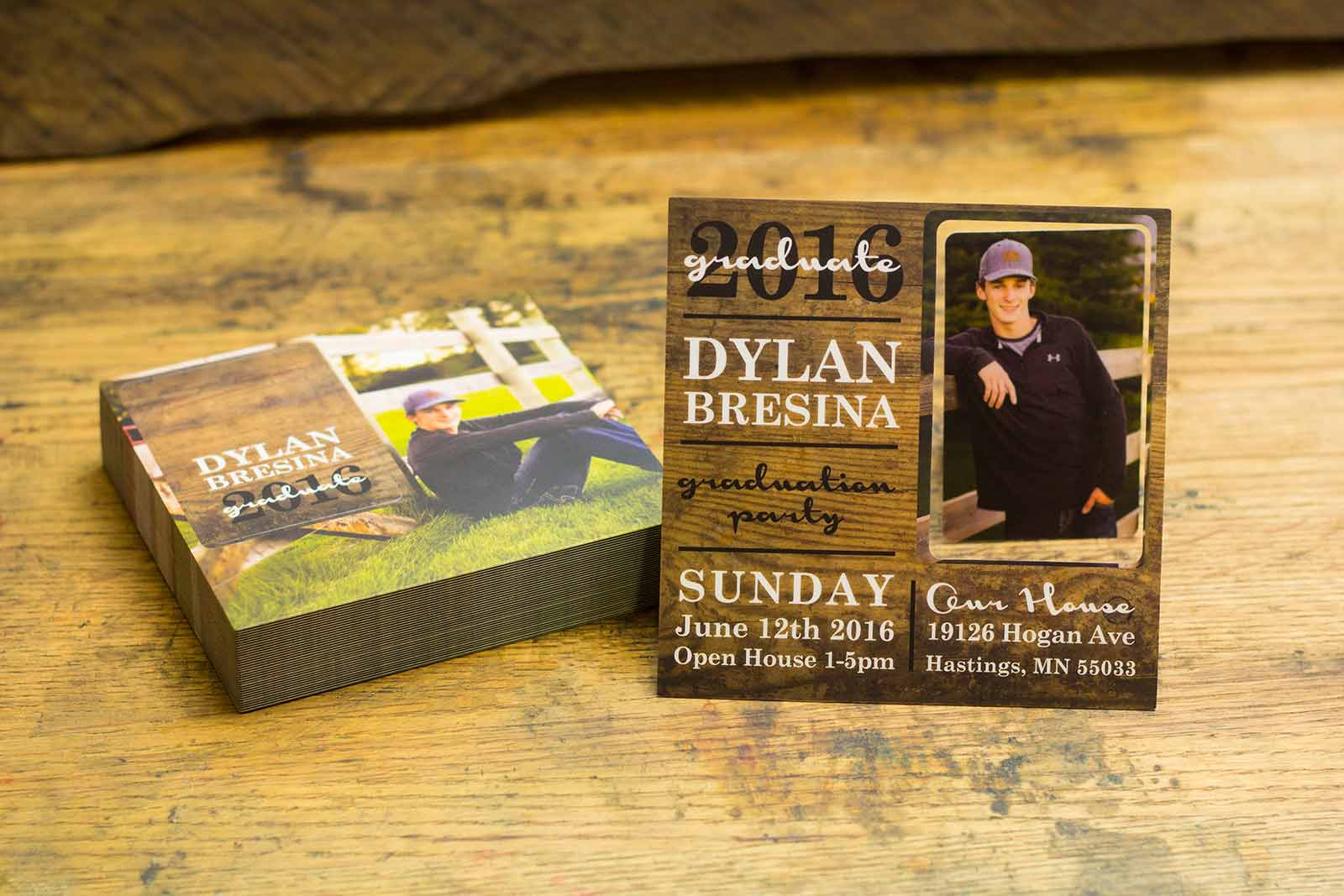 Dylan Bresina Wooden Themed Pop-Out Graduation Party Invitations