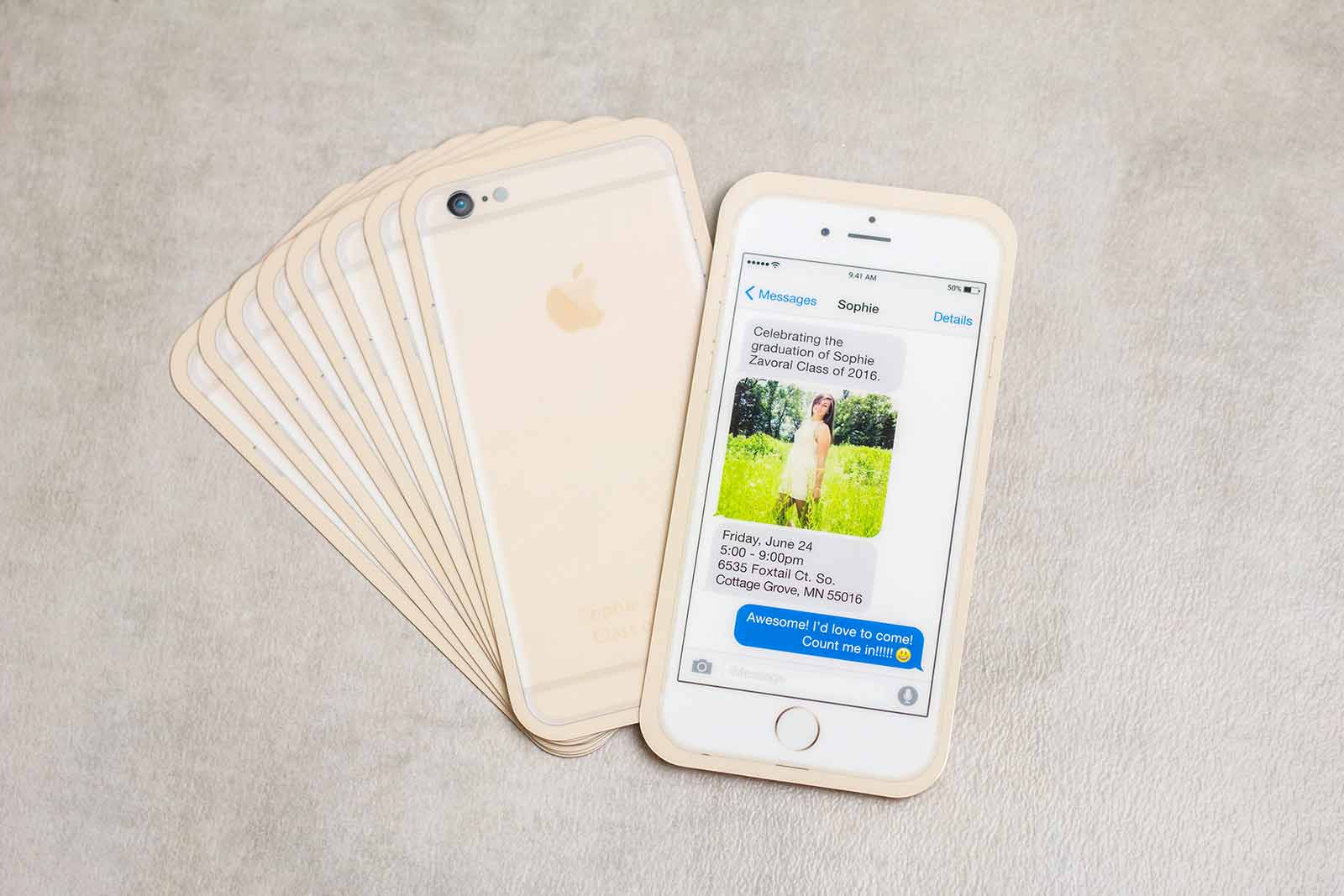 Sophie Zavoral's Phone Style Graduation Invitations