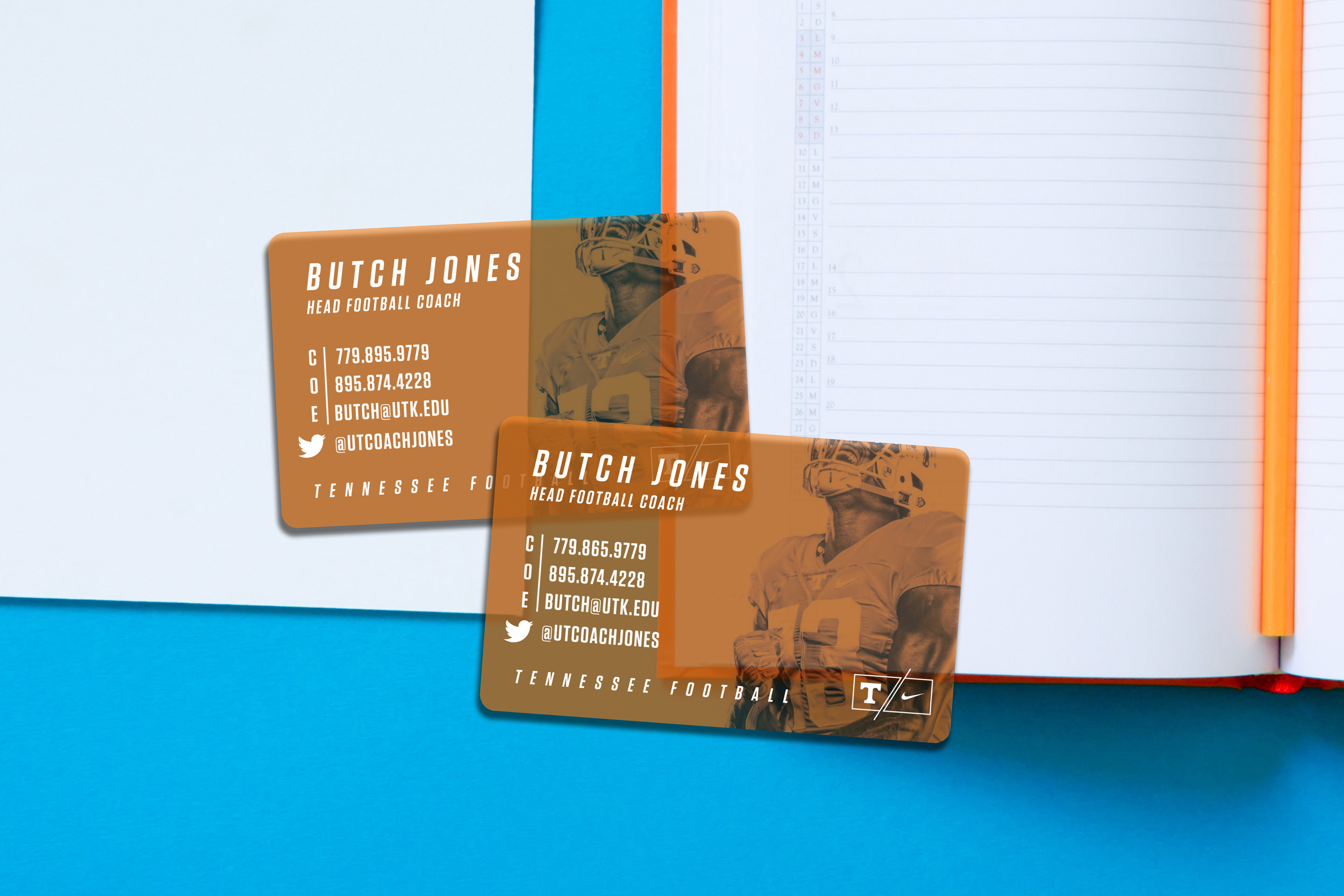 Tennessee Football Frosted Business Cards