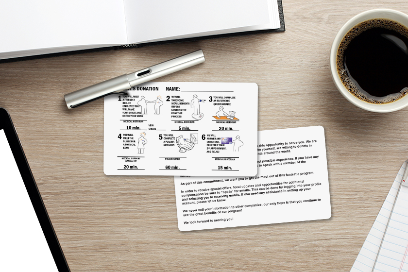 Plasma Donation Center Informational Card