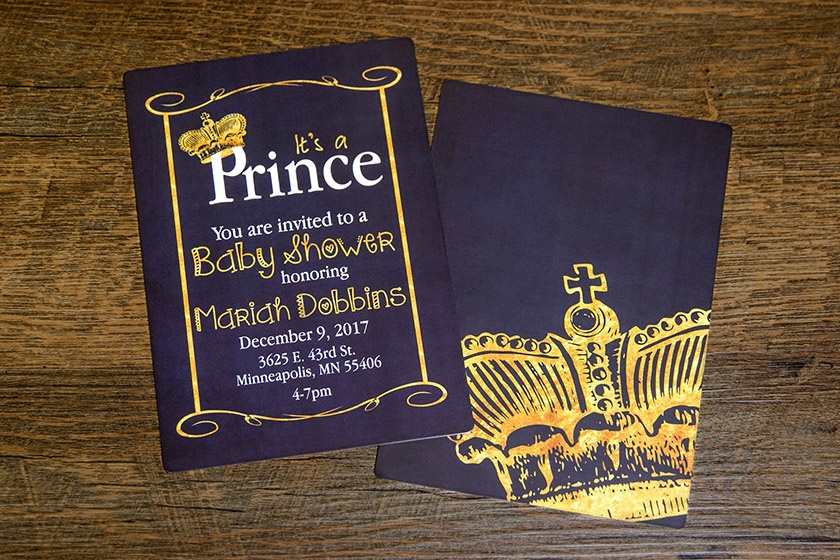 Prince Themed Baby Shower Invitation