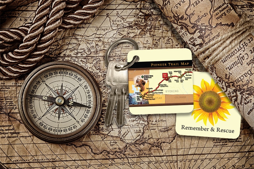 Pioneer Trail Map Square Key Tags