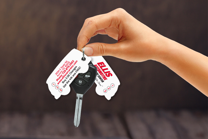 Ellis Automotive Care Center Van Shaped Key Tags