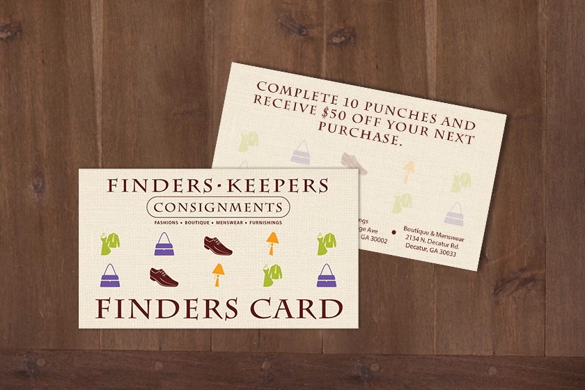 Finders Keepers Consignments Loyalty Punch Cards