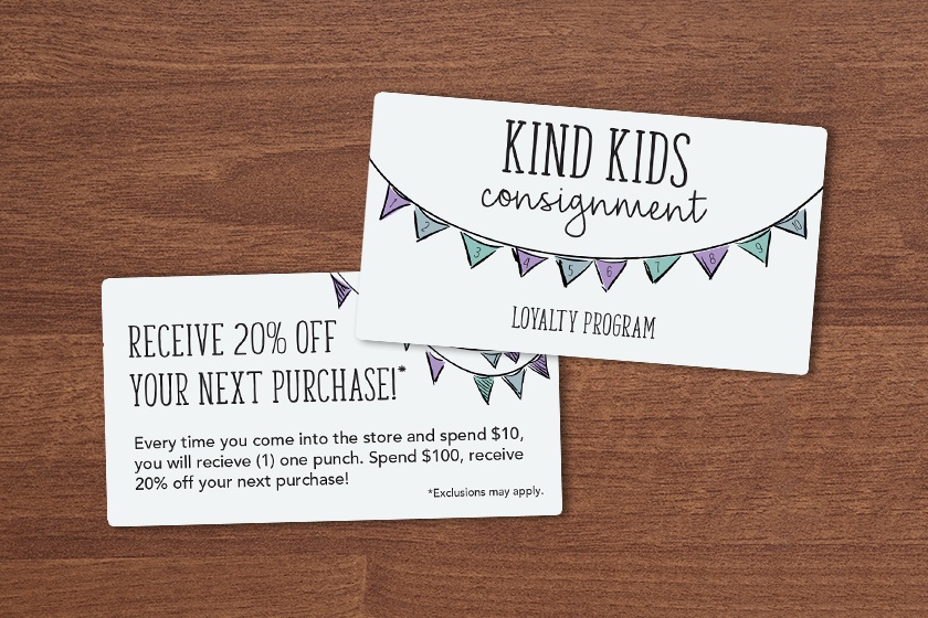 Kind Kids Consignment Loyalty Discount Cards