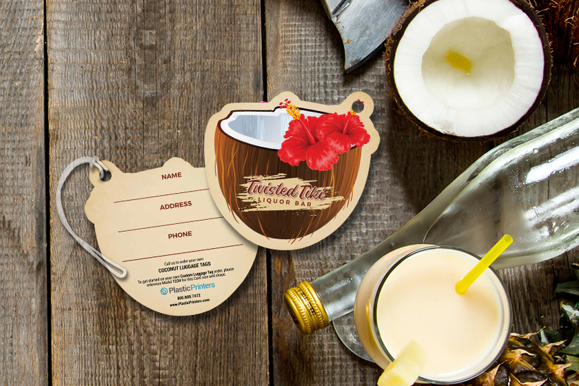 Twisted Tiki Liquor Bar Coconut Shaped Luggage Tags