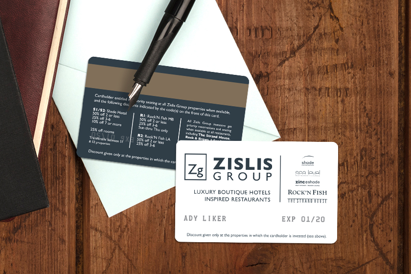 Zislis Group Shade Hotel Membership Card