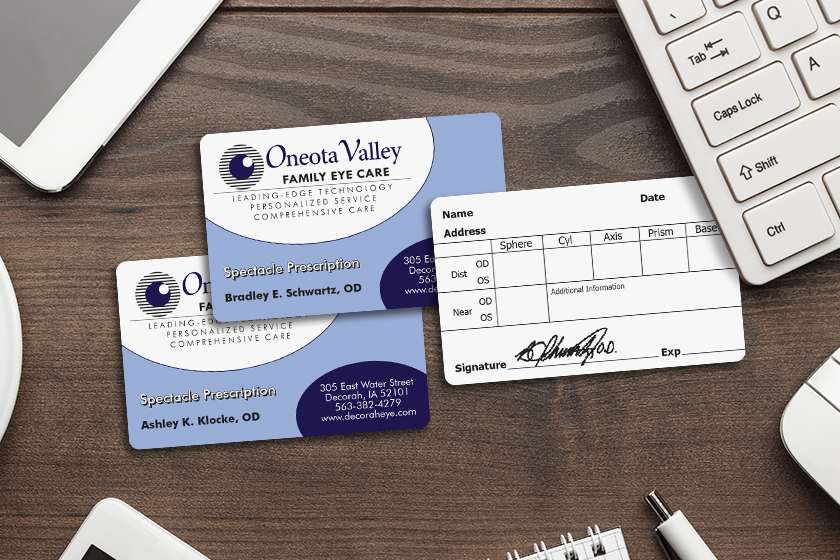 Oneota Valley Family Eye Care Prescription Cards