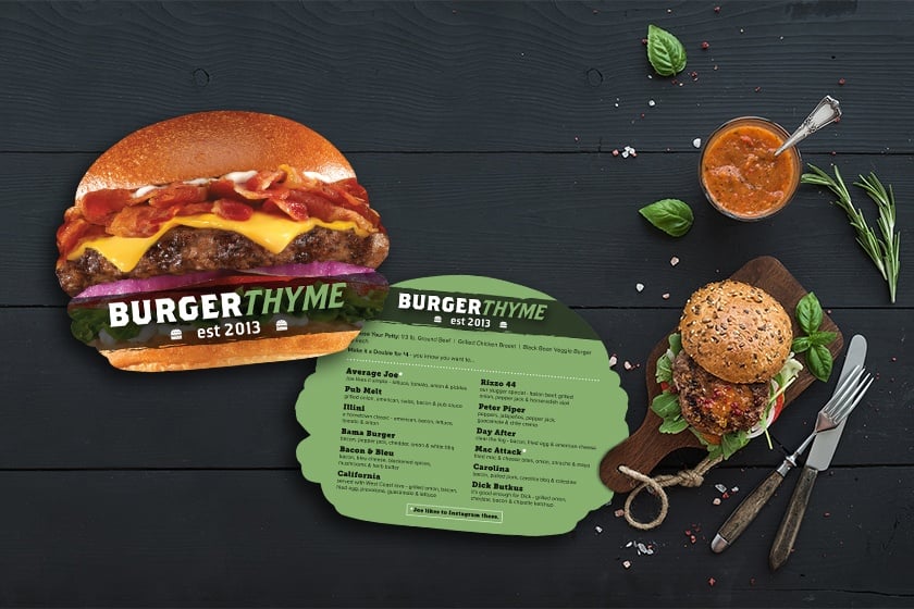 Burger Thyme Burger Shaped Menu