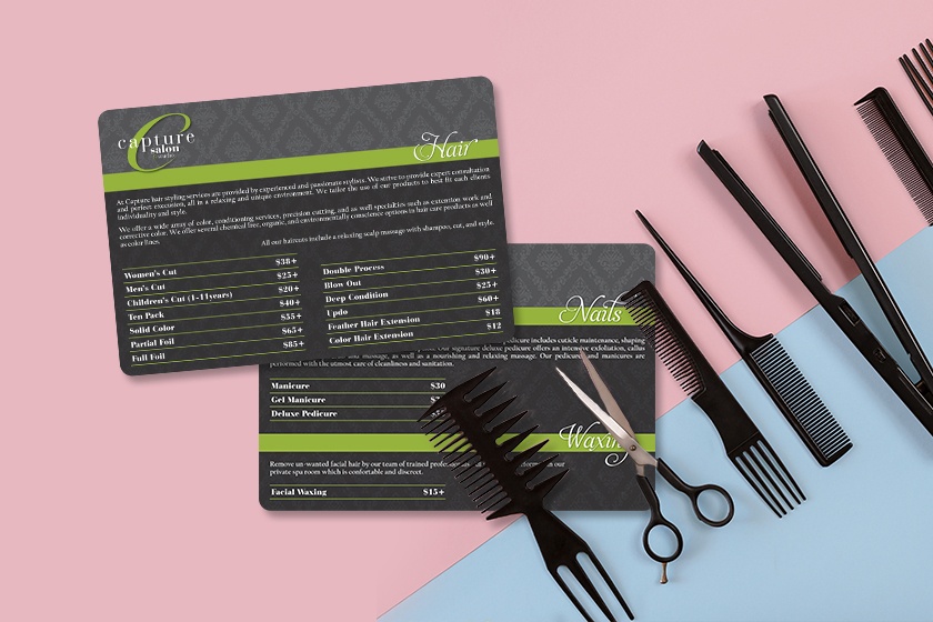 Capture Salon Service Menu