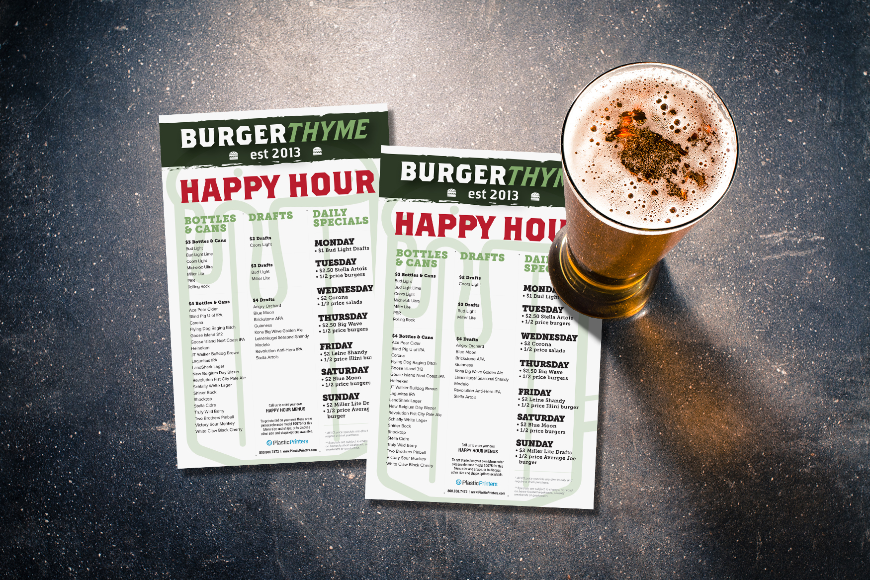 Burger Thyme Happy Hour Menu