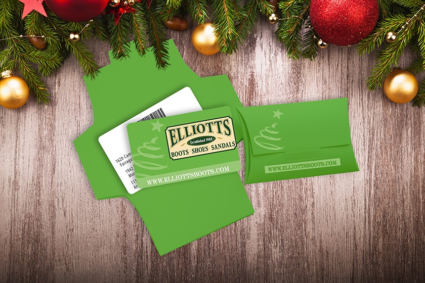 Elliotts Boots Gift Cards and Custom Pillow Boxes
