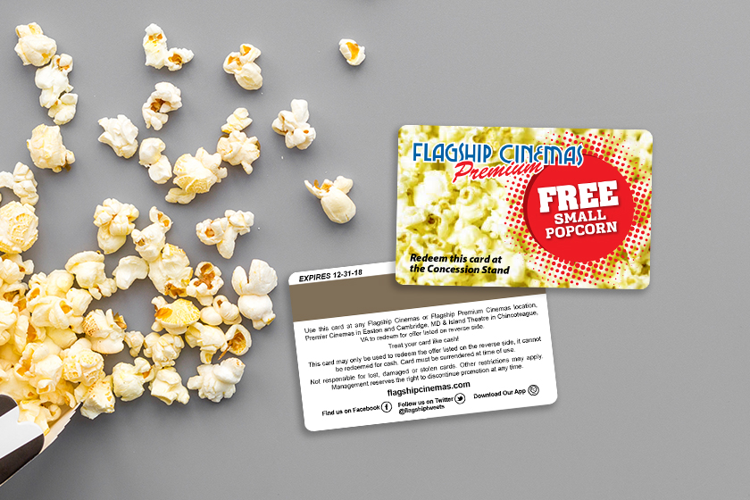 Flagship Cinemas Premium Concession Stand Promotional Cards