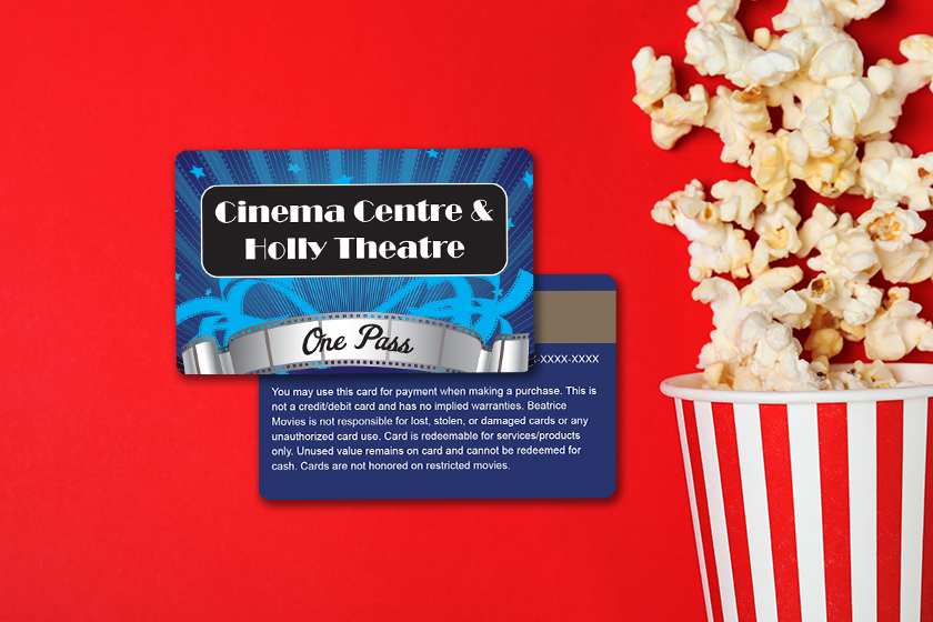 Cinema Centre & Holly Theatre One Pass Promotional Card