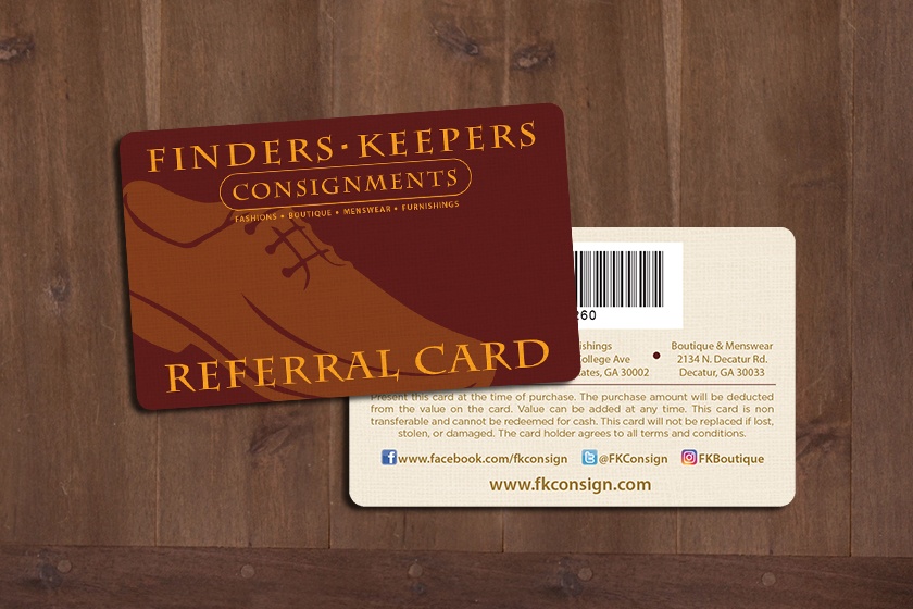 Finders Keepers Consignments Referral Cards