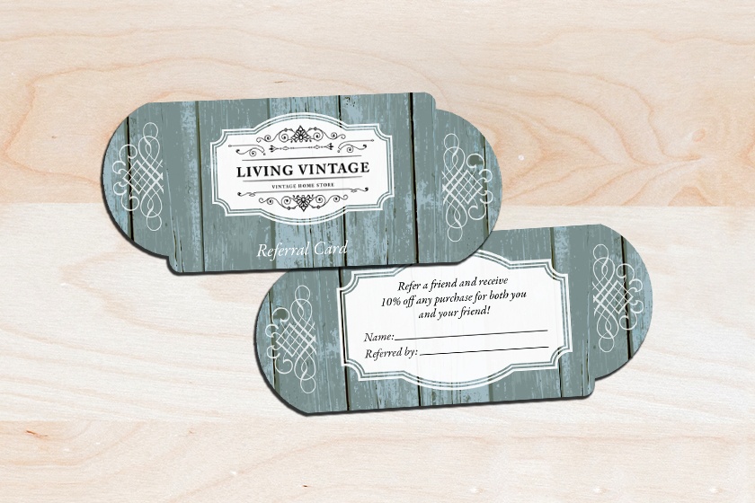 Living Vintage Home Store Referral Cards