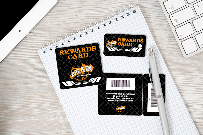 Big Air Trampoline Park Rewards Cards and Key Tags