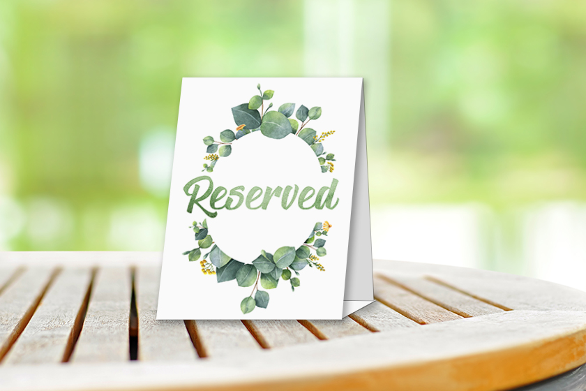 Reserved Sign Table Tent