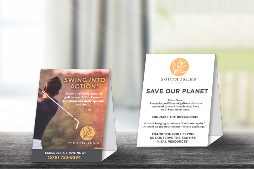 South Isles Resort Table Tents