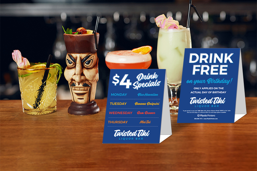 Twisted Tiki Liquor Bar Specials Table Tent