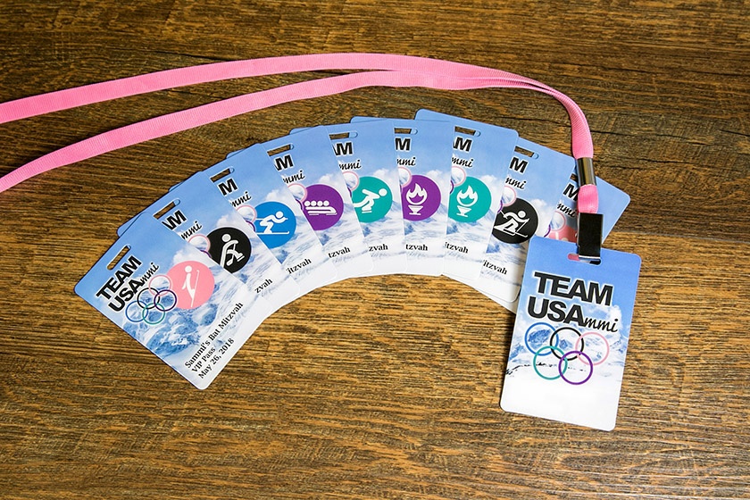 Team USAmmi Sports Themed Bat Mitzvah Invitation Badges