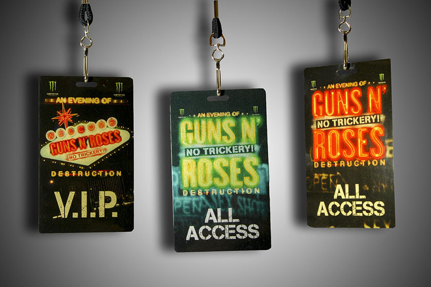 Guns N' Roses No Trickery Destruction Tour VIP All Access Passes