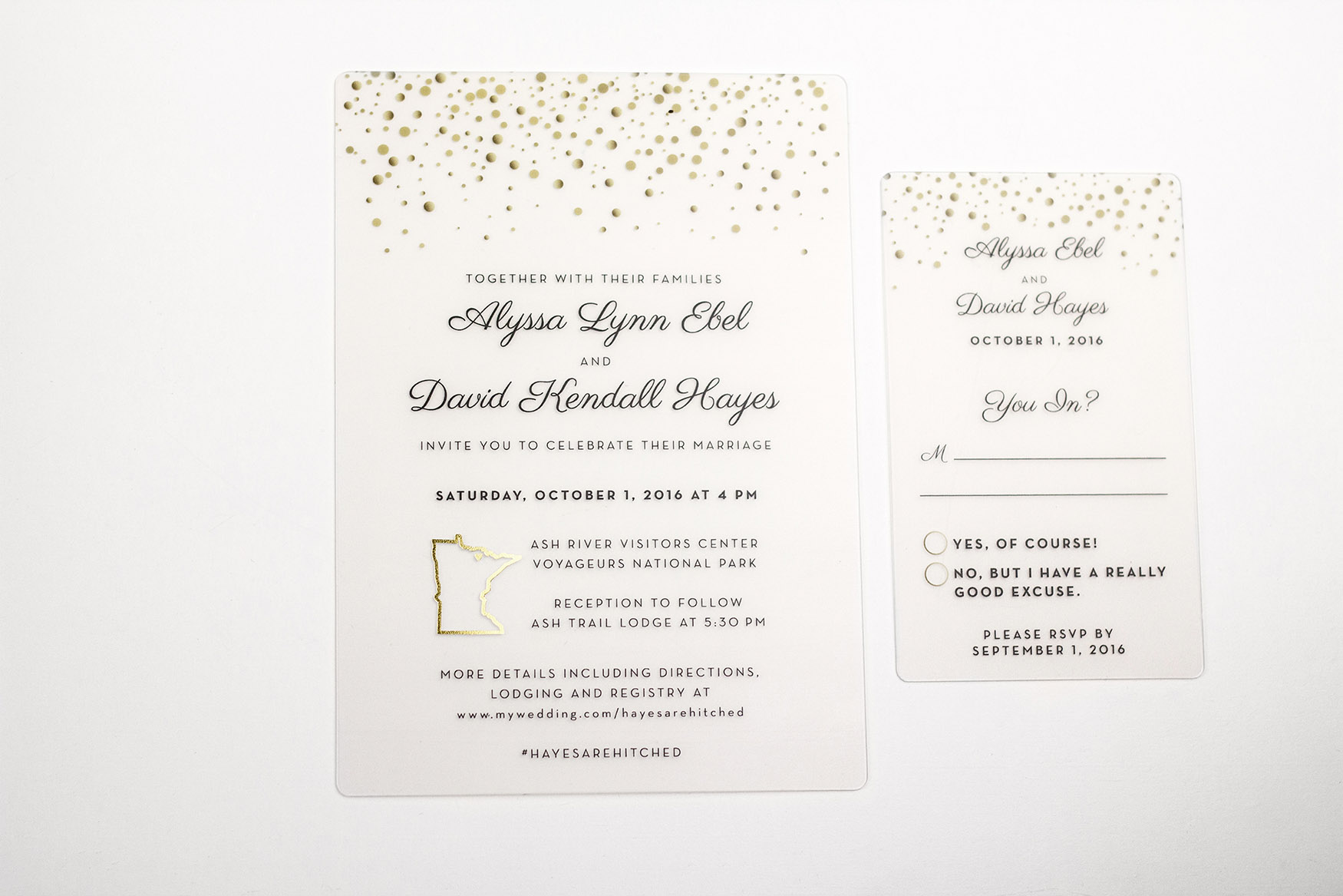 Ebel and Hayes Wedding Invitation and RSVP
