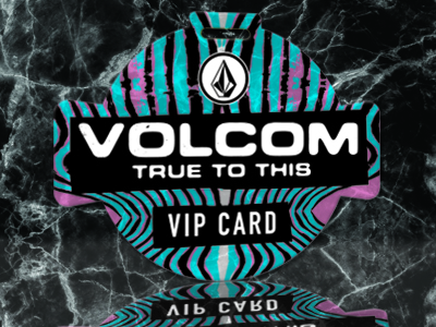 Volcom Custom Shape Die Cut VIP Card with Lanyard Slot