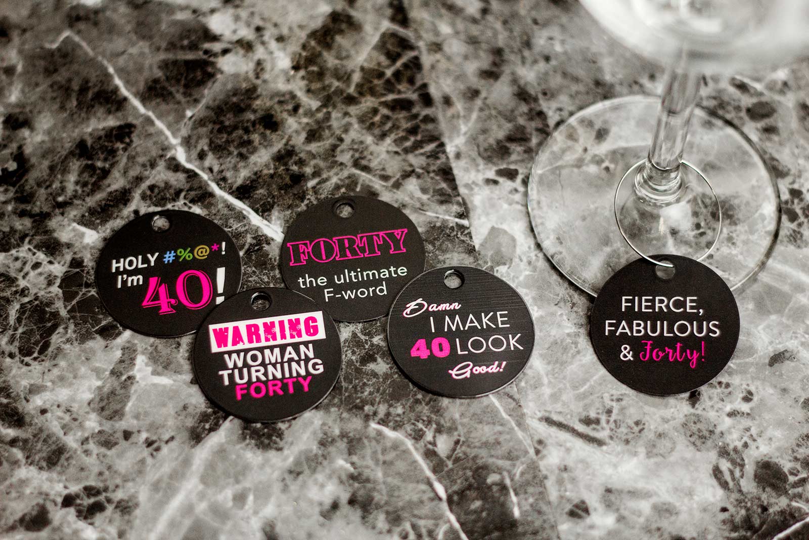 40th Birthday Wine Charms