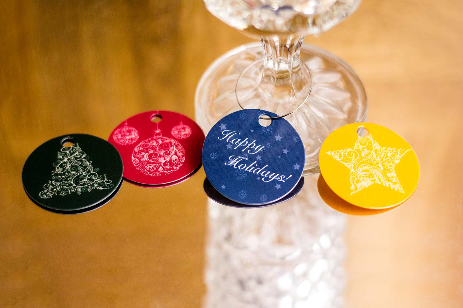 Happy Holidays Designs Wine Charms