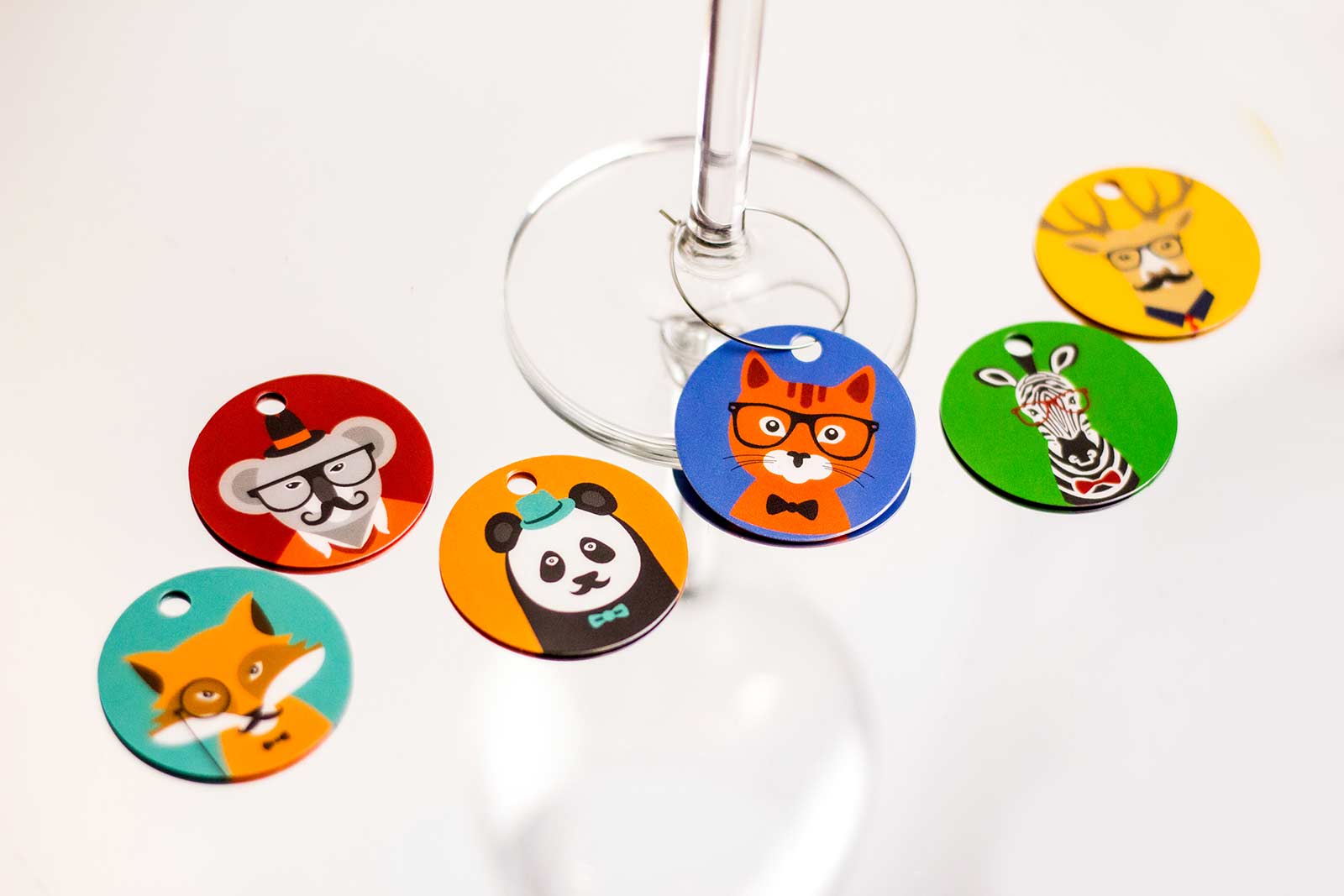 Hipster Animals Wine Charms