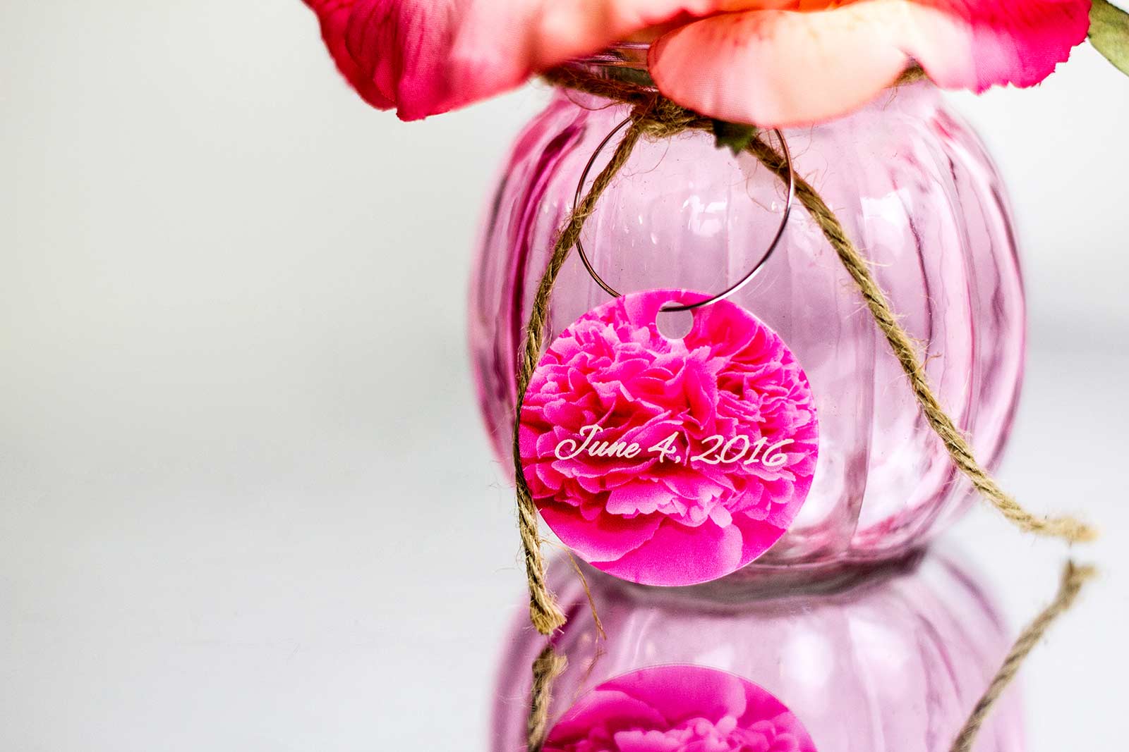 Peony Flower Wine Charm