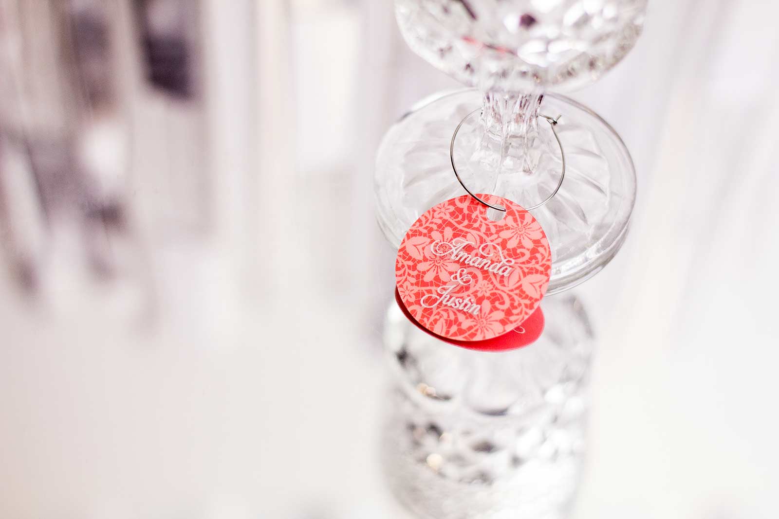 Peach Personalized Wedding Wine Charm