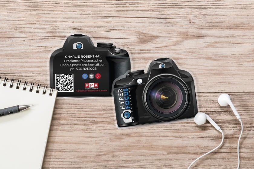 Camera business cards with QR codes