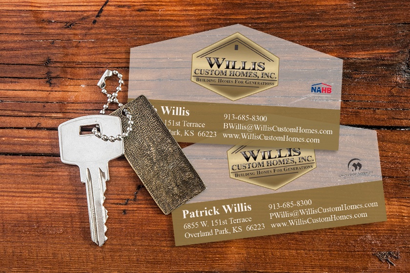 Willis Custom Homes Die Cut Frosted Business Cards