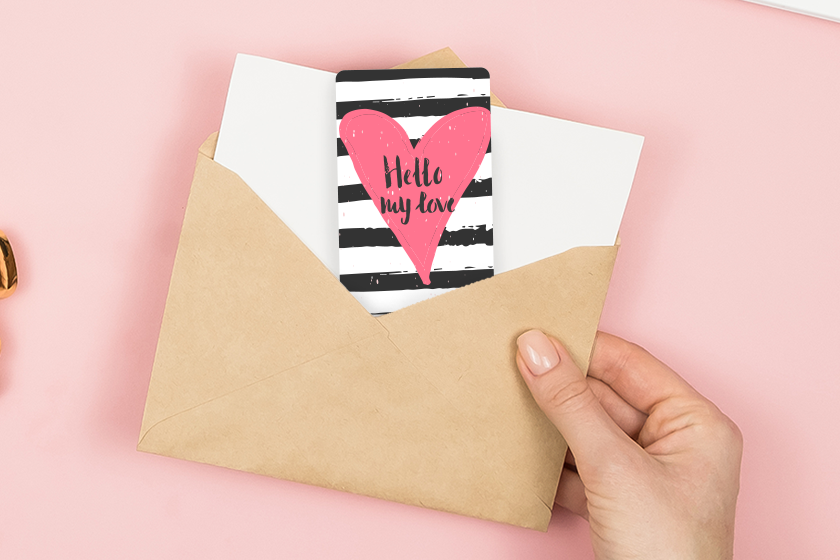 Custom plastic gift cards with a heart