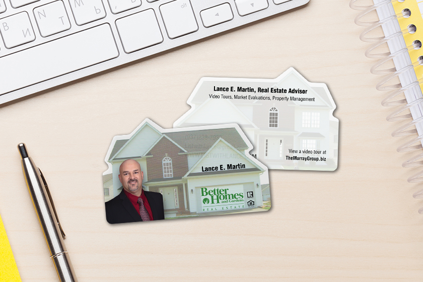 House shaped business cards for a real estate agent