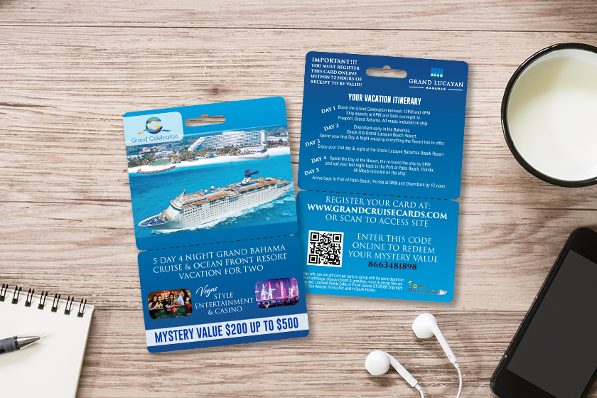 Promotional card for a cruise